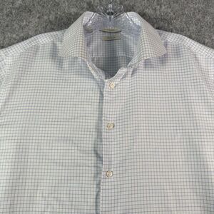 Suitsupply Dress Shirt Mens 43/17 White Blue Check Traveller Extra Slim Fit